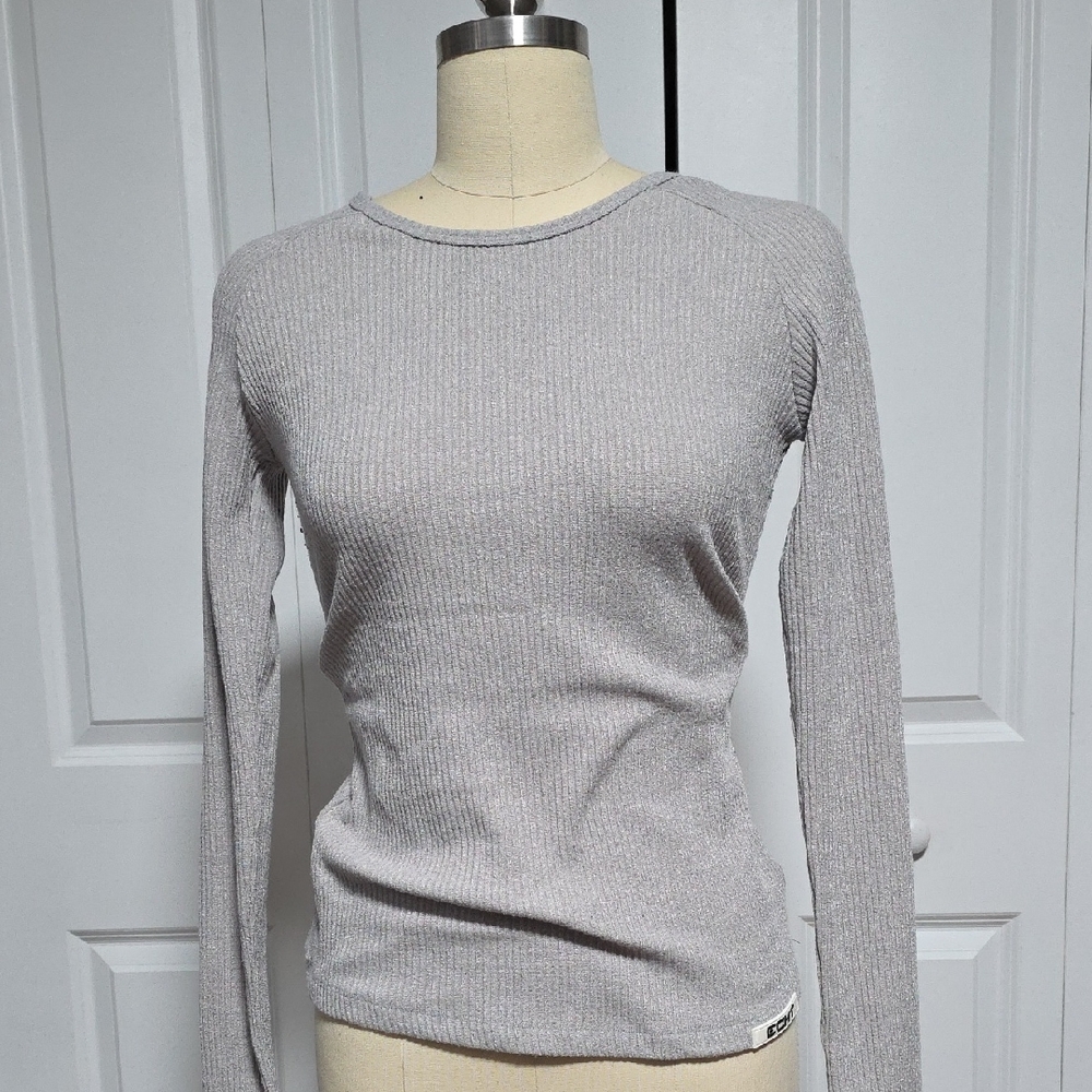 ECHT Women's Gray Ribbed Raglan sz M